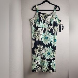 Madison Leigh Dress w/Built in Bra Turquoise/Black Floral Women's Size 22W NWT